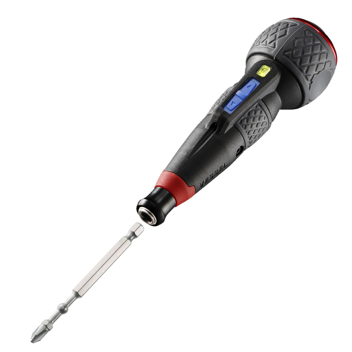 Spring Assisted Screwdriver Vessel Tools BALL GRIP e-ASSIST Rechargeable Screwdriver with 5 pc Bit ...