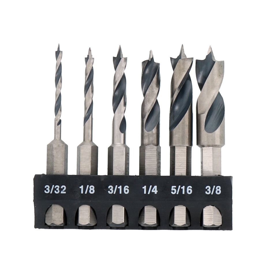 Milescraft 6 Pc. Wood Stubby Bit Set (3/32", 1/8", 3/16", 1/4", 5/16", 3/8")