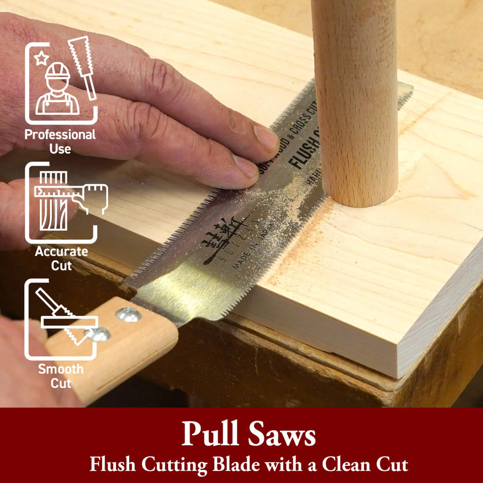 Suizan SFL-004 Flush Cut Saw 6 Inch (150mm) - Professional Japanese Pullsaw Ryoba Double Edge Handsaw