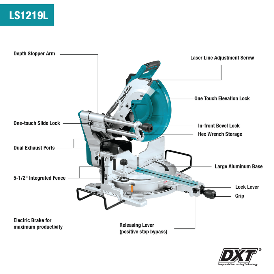 Makita LS1219L 12" Dual‑Bevel Sliding Compound Miter Saw with Laser