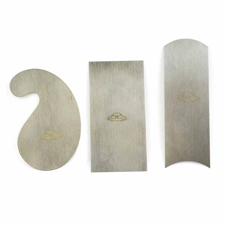 Crown Tools 376 2-1/2 Inch x 5 Inch Cabinet Scraper (Gooseneck, Rectangular & Curved) - Set of 3